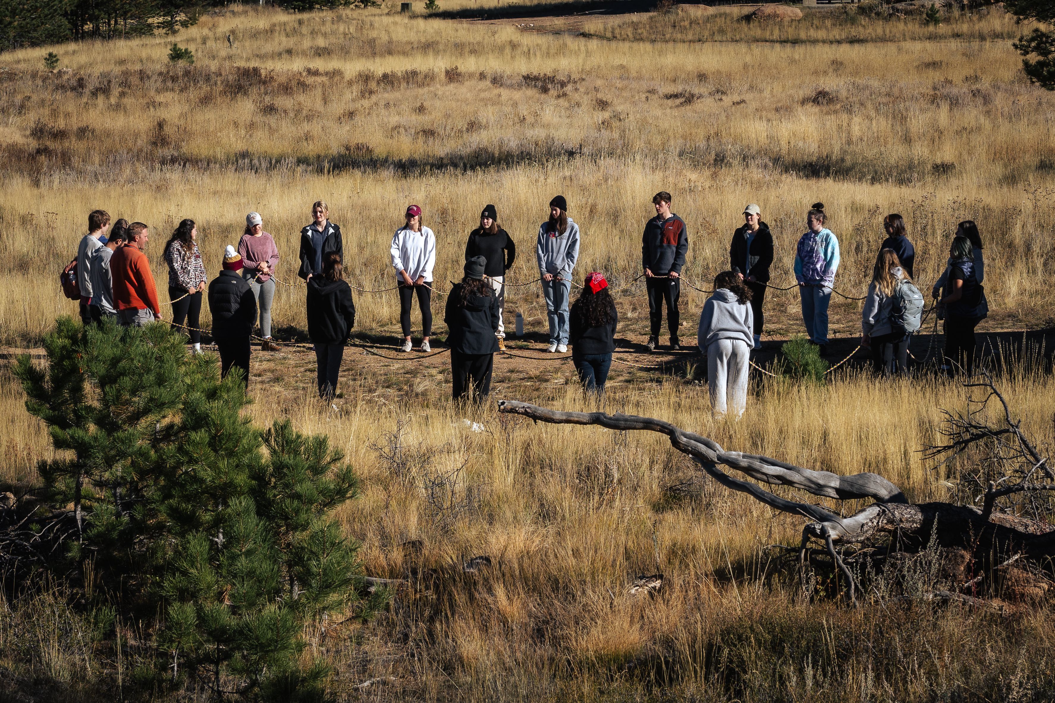 Students in a circle at Kennedy Mountain Campus