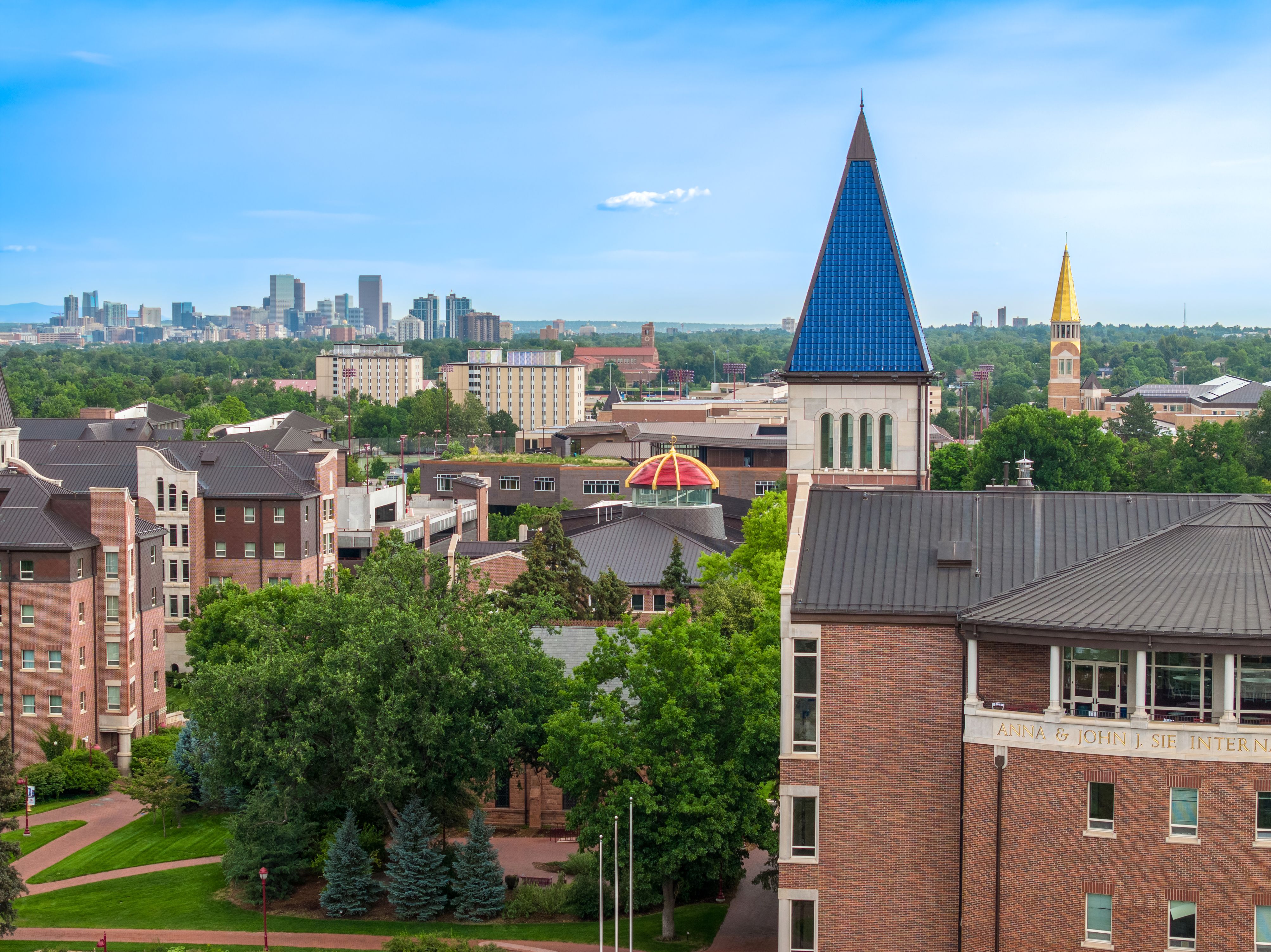 Aerial shot of the DU campus
