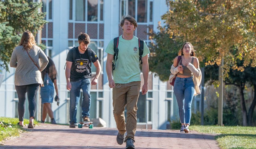 Students walking on campus