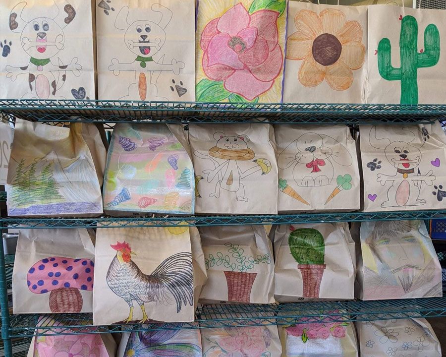 gift bags created and decorated by DU students