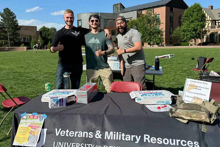 DU students at table with sign for Veterans & Military Resources