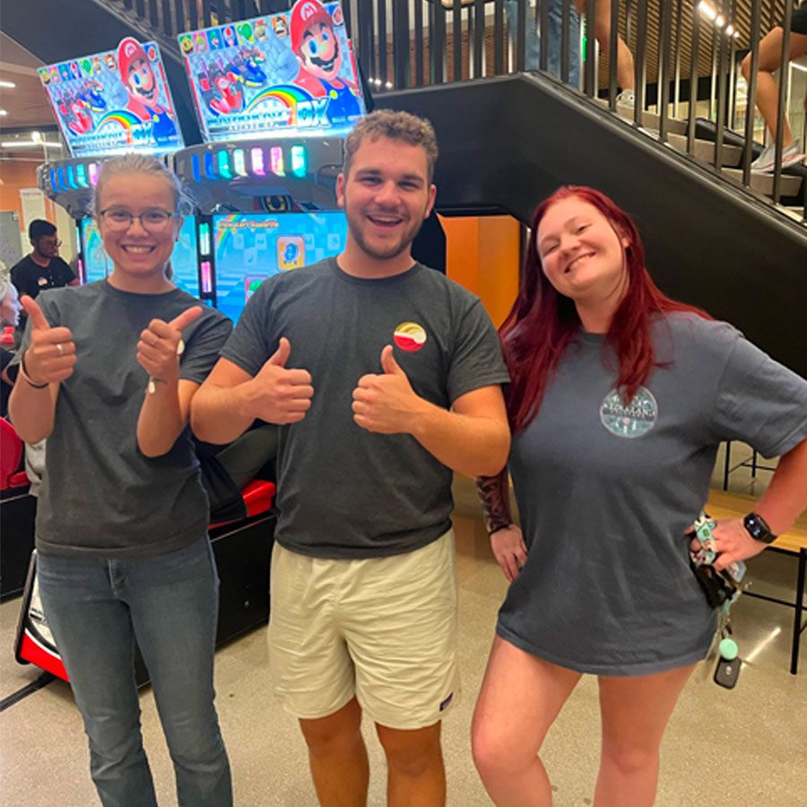 students having fun at DU campus event