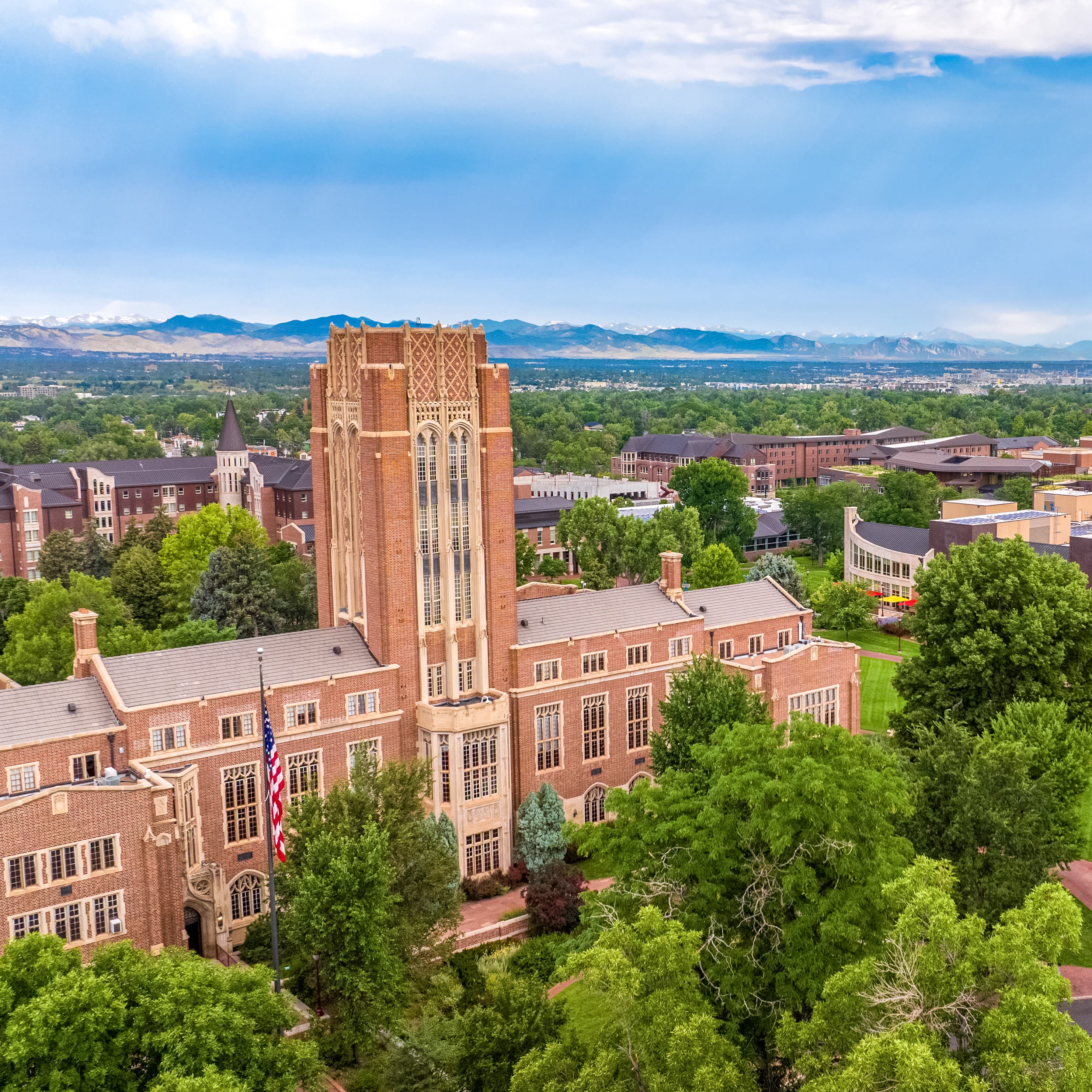 An aerial photo of DU