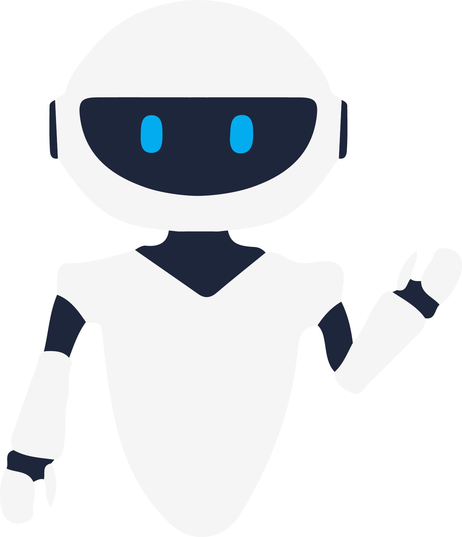 Robot waving. The logo of DU Built A Bot