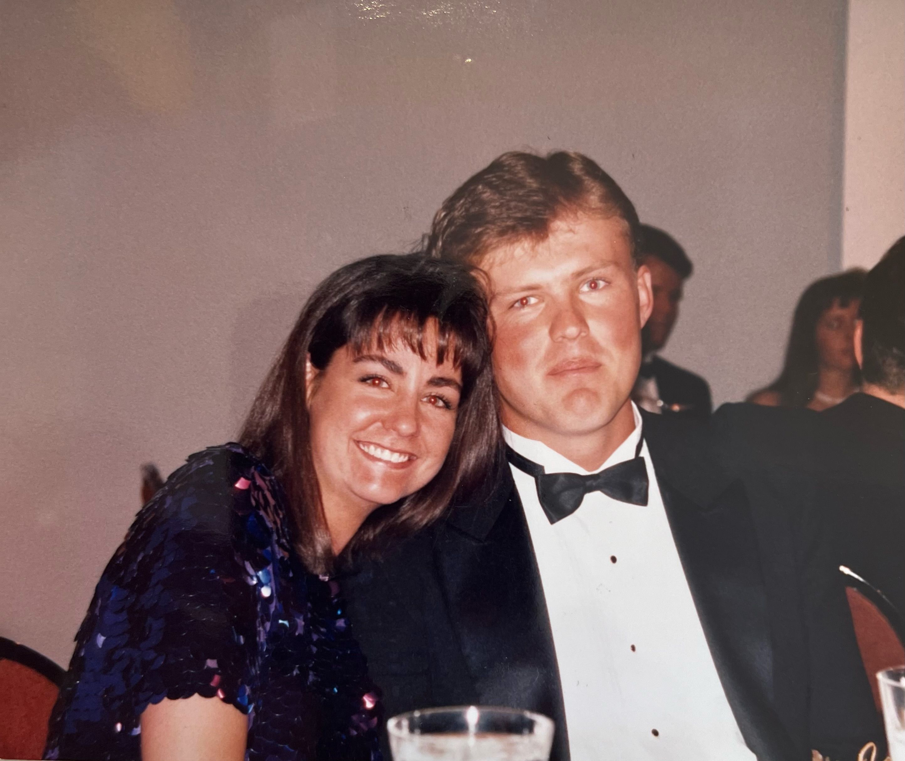 JR and Dawn together at dinner in formal attire