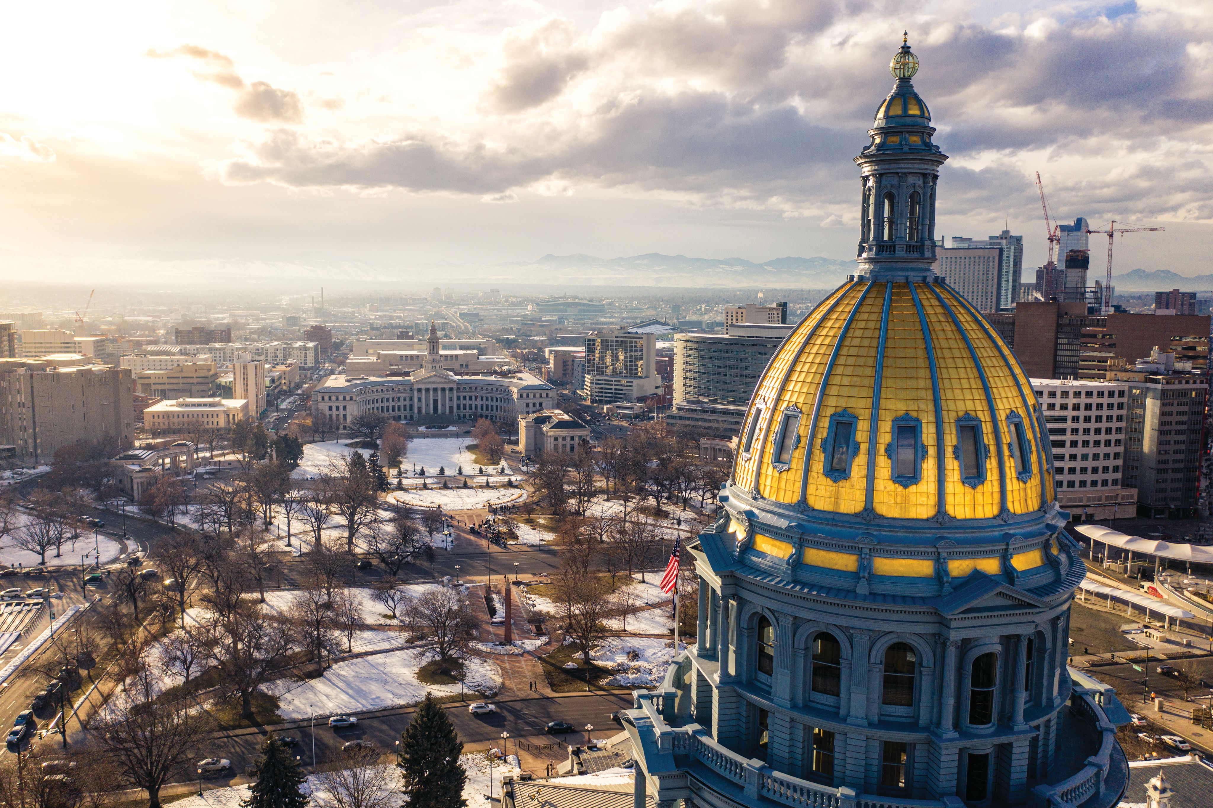 View of Denver and the Rocky Mountains from Denver's Capitol building 