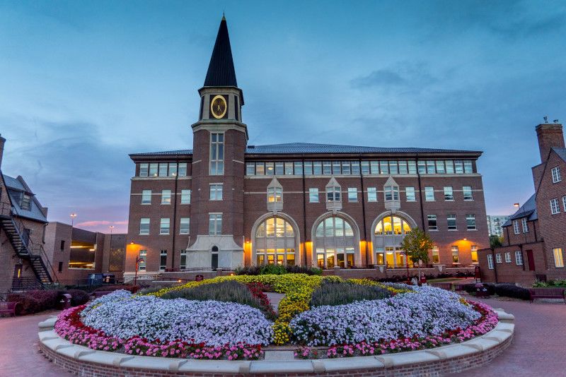 Ricketson Law Building at sundown