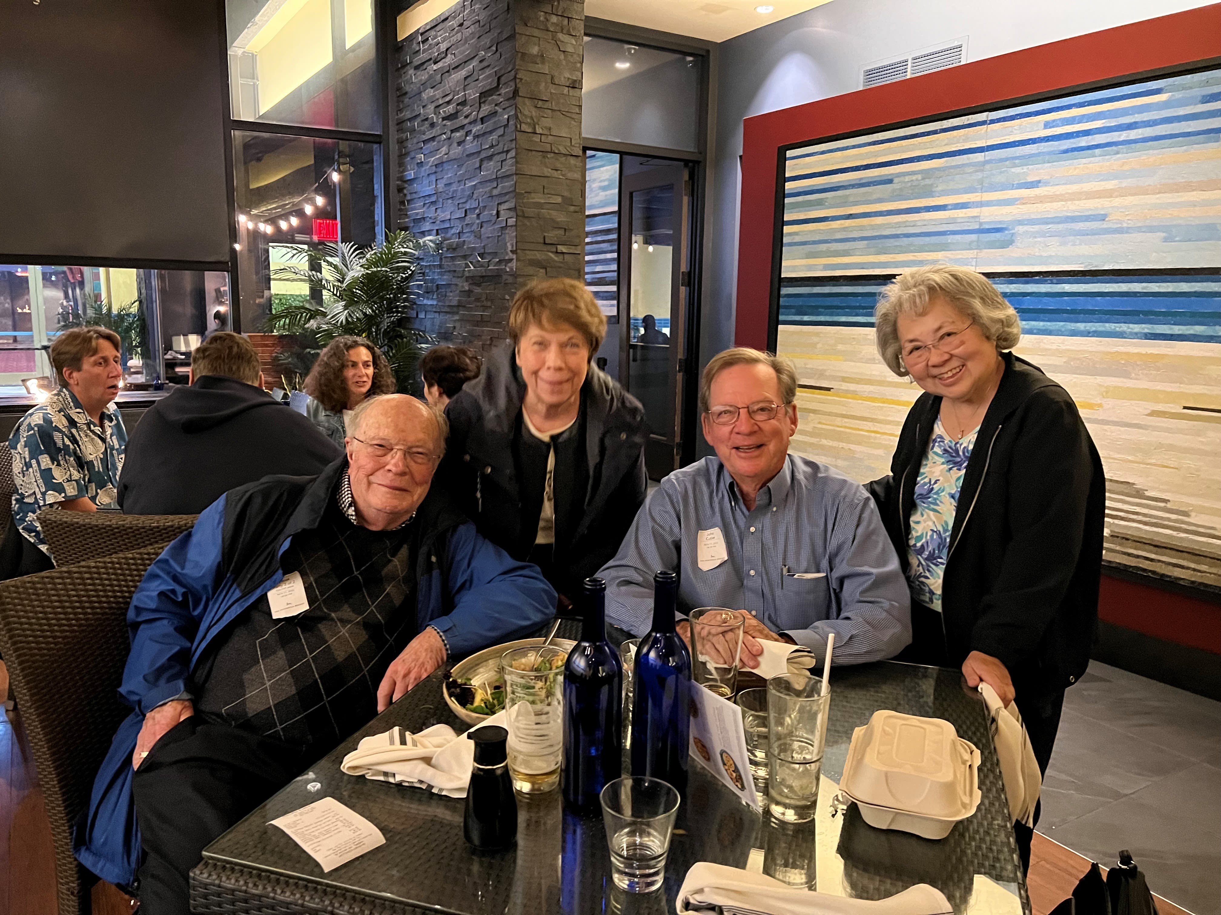 From left: Dennis Wilson) and his wife Marianne, John Cutler, and Ellen “Kippy” Sutow Williams (BA ’64). 