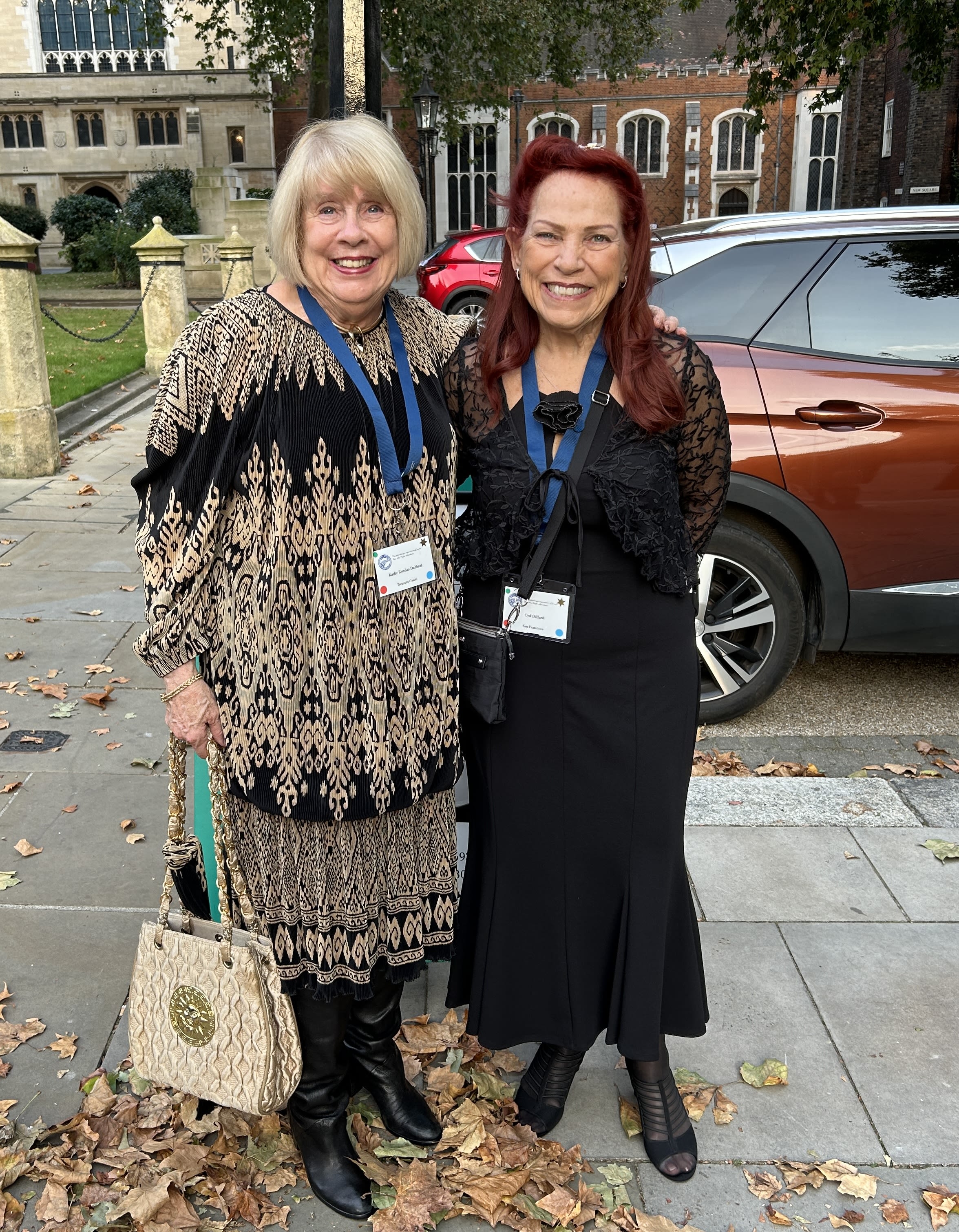 Alumnae Kathy DeMont and Cyd Dillard pose for a photo