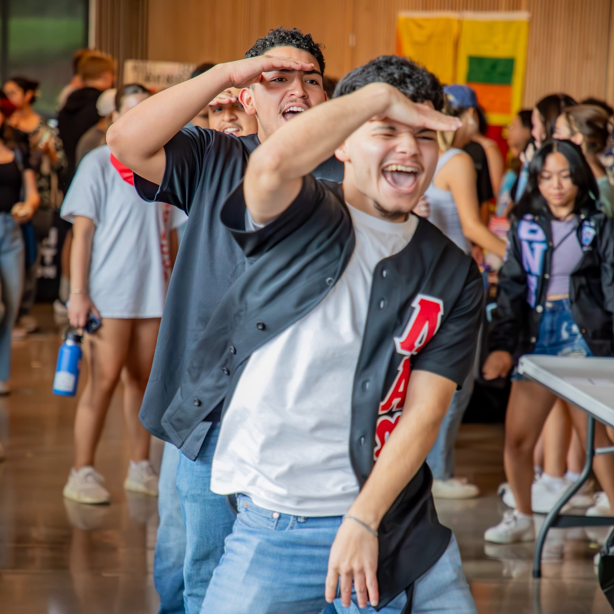 Fraternity group doing a stomp dance