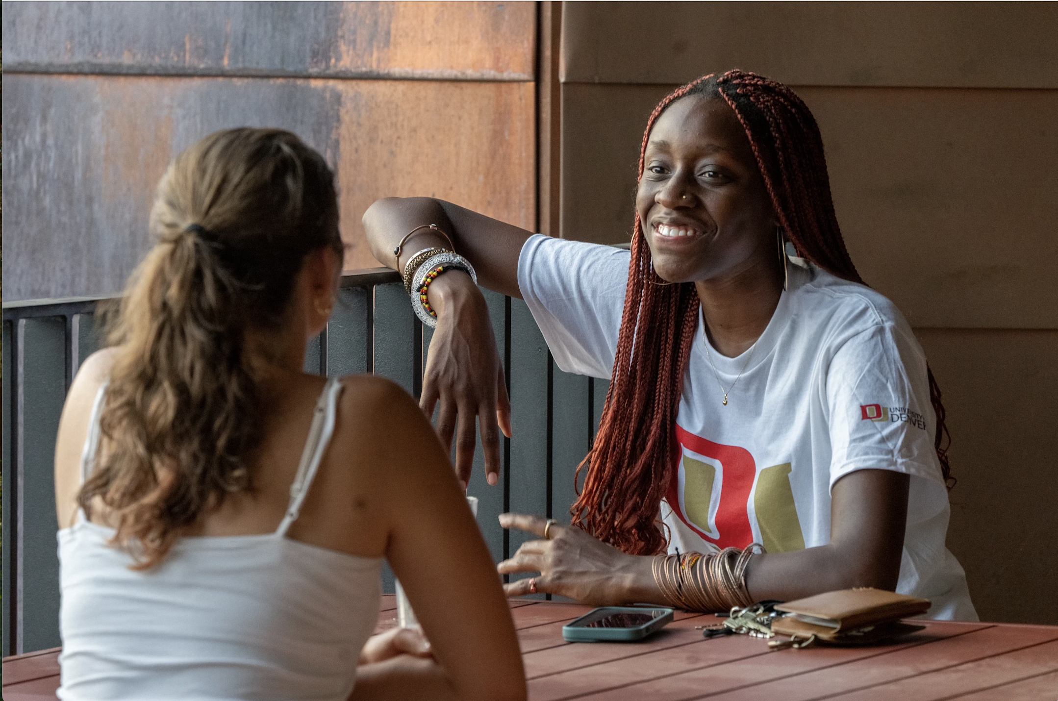 Two students having a conversation